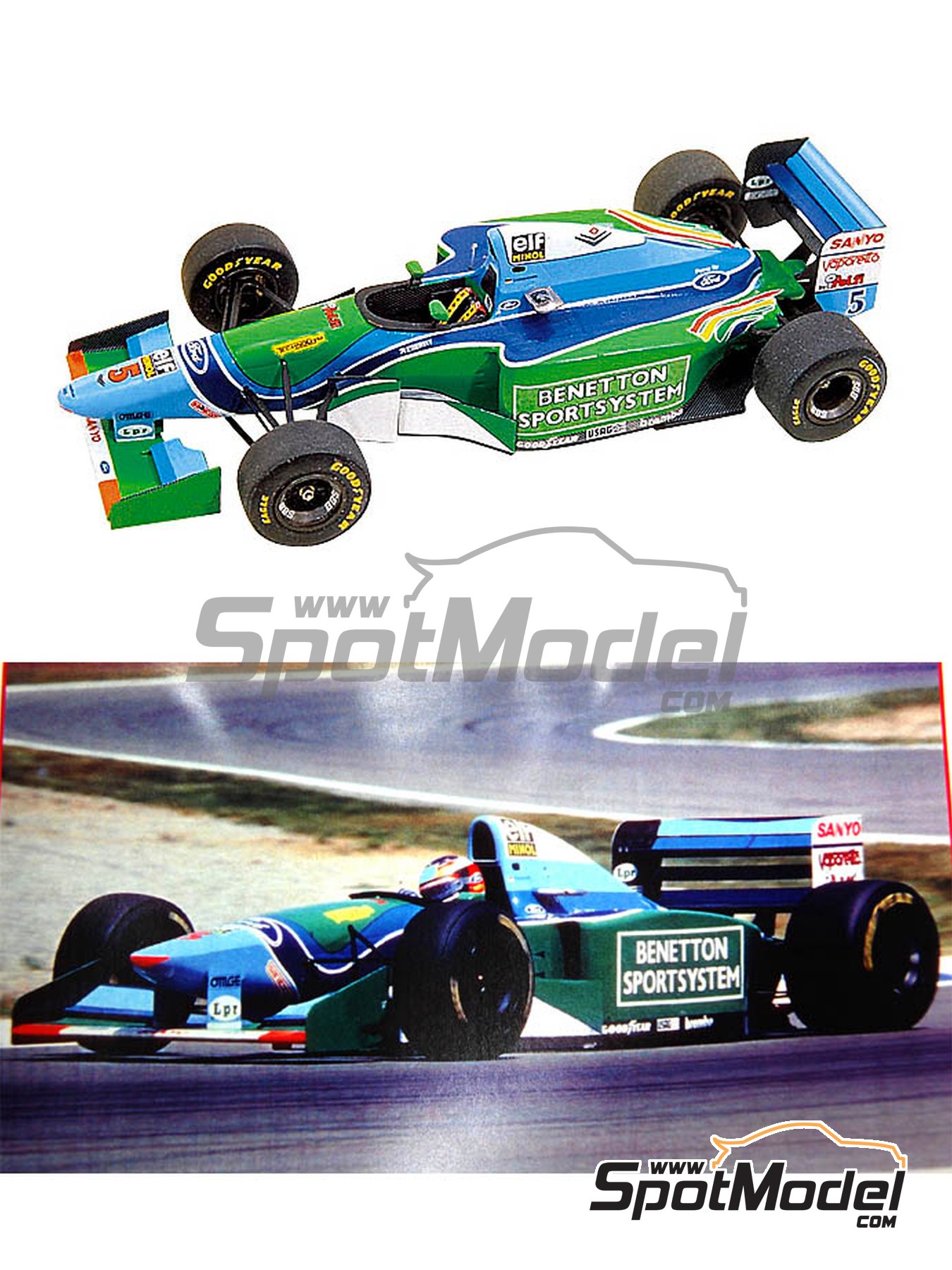 Benetton Ford B194 Benetton Formula Ltd Team sponsored by Mild Seven -  Spanish Formula 1 Grand Prix 1994. Model car kit in 1/43 scale manufactured  by 